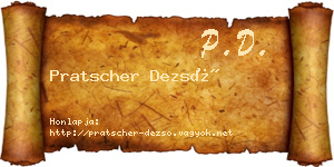 Pratscher Dezső névjegykártya